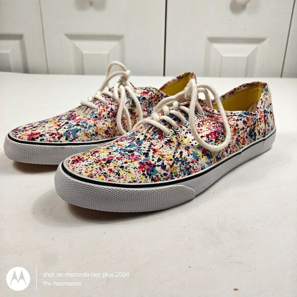 Women's Mossimo Shoes Size 9 Low Top Lace Up Sneakers Speckled Multi Colors - Picture 2 of 13